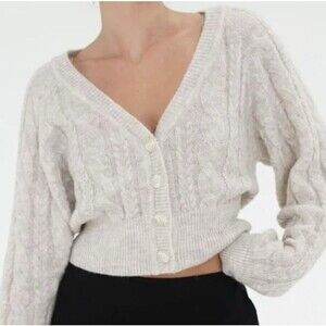 Rumored Frenchie Cardigan Sweater Cream Cable Size Small